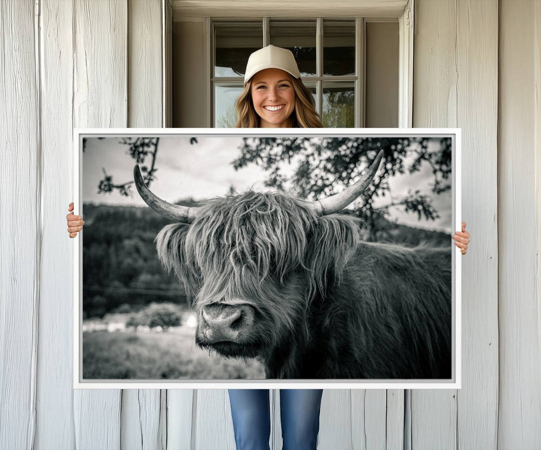 The Highland Cow Wall Art Canvas Print is displayed.