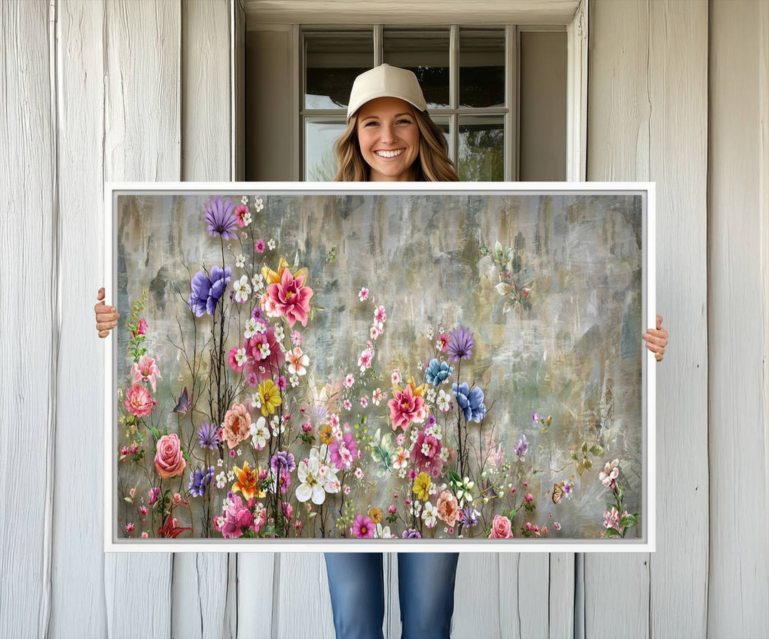 The Cozy Flowers Painting on Canvas features UV protection to ensure lasting vibrancy.