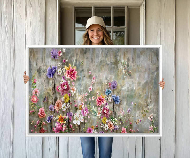 The Cozy Flowers Painting on Canvas features UV protection to ensure lasting vibrancy.