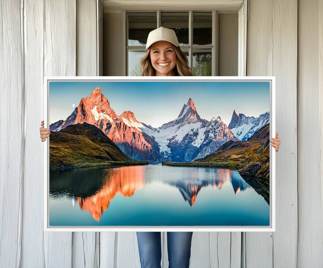 Landscape Mountain and Lake View Wall Art Canvas Print.