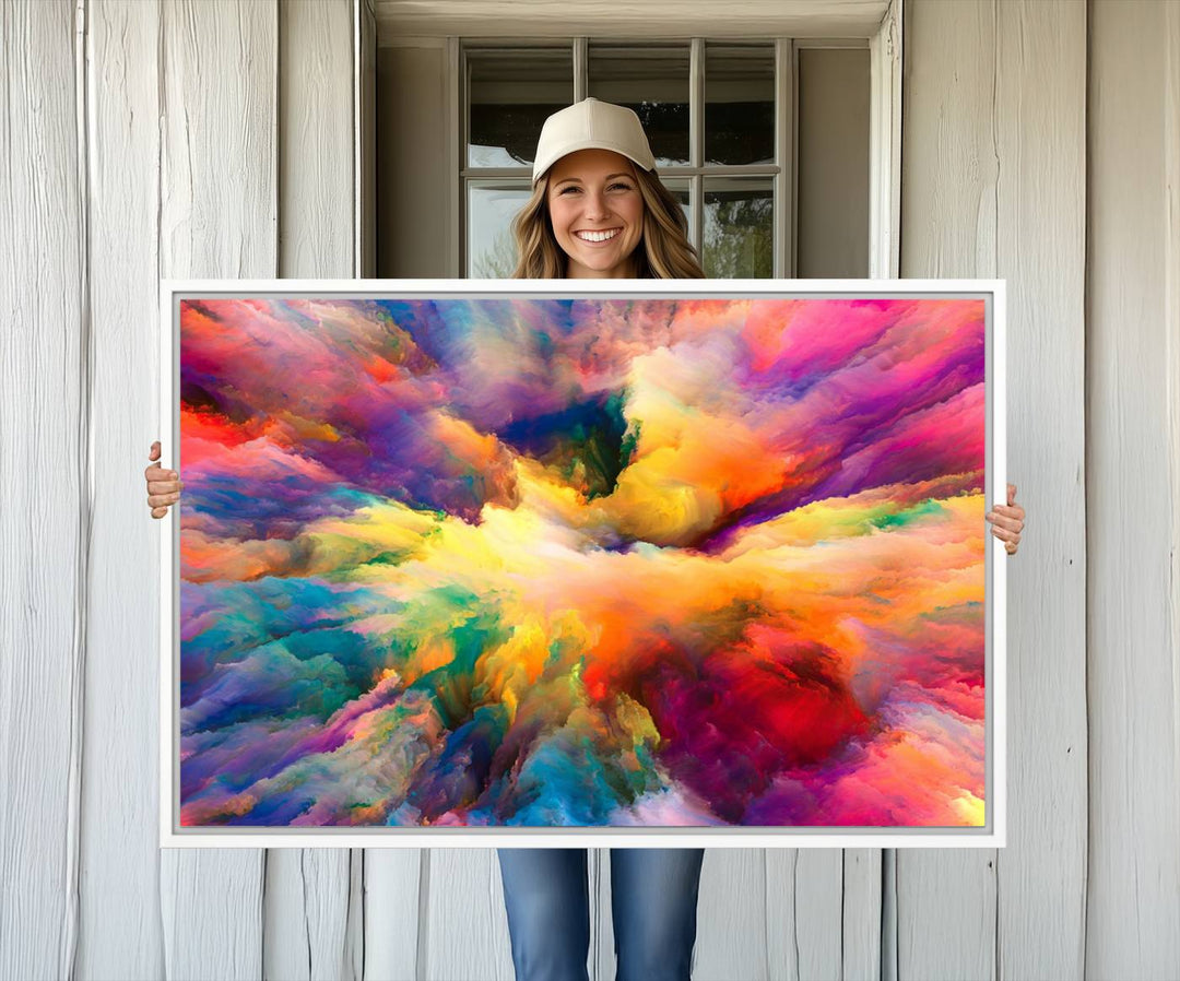 Blazing Vibrant Colors Cloud-like Wall Art Canvas Print adds flair to the space.