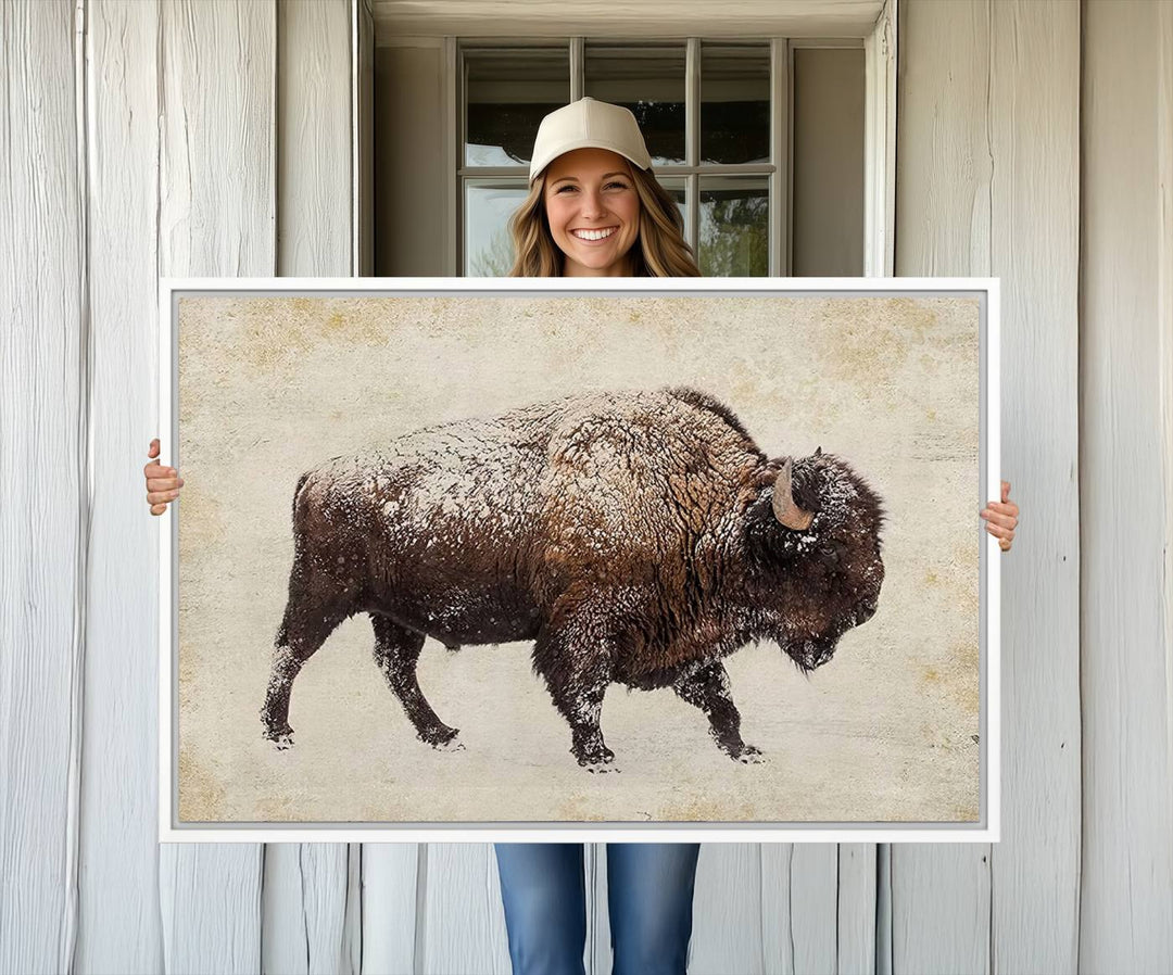 Buffalo Wall Art above a sideboard.