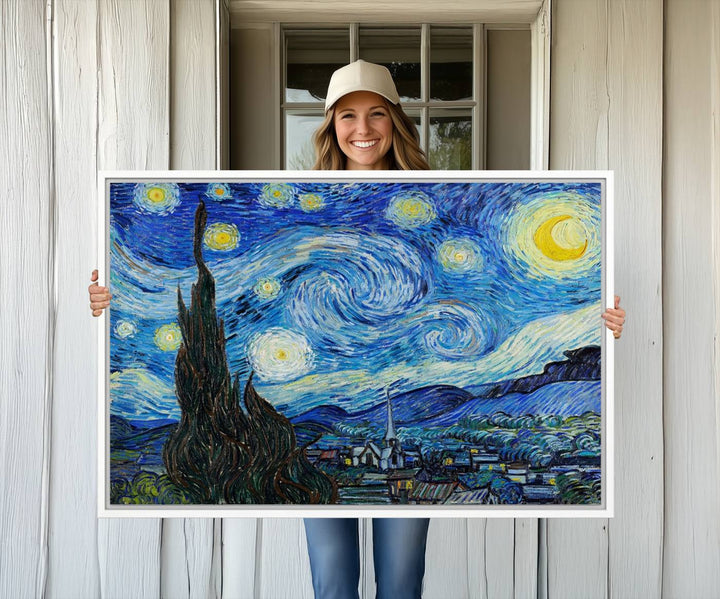 A canvas print of The Starry Night, offering museum-quality art, ready to hang.