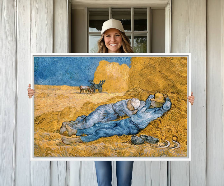 A Vincent Van Gogh Nature canvas print depicting resting farmers.