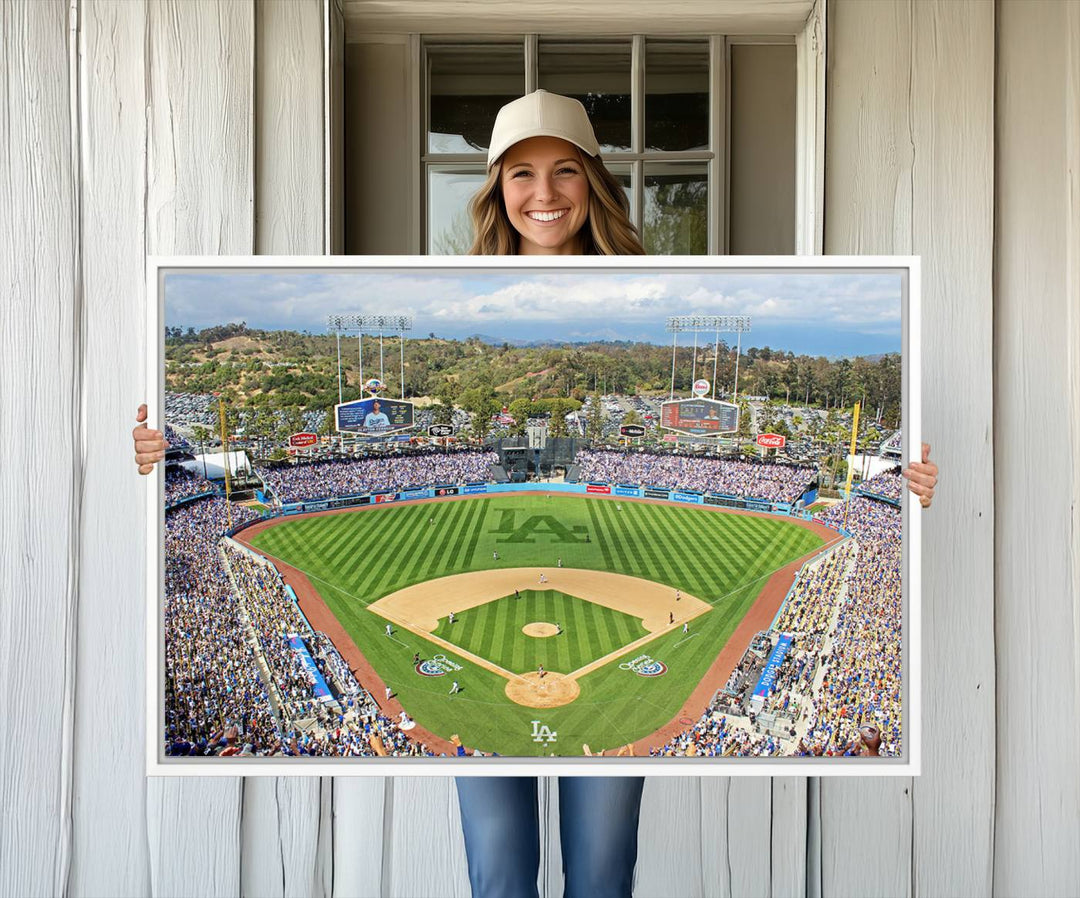 Aerial view of a sunny game day at Citi Field, captured in a 3-panel canvas print wall art.