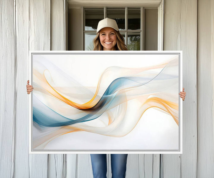 Decorative Turquoise Abstract Wave Wall Art Canvas Print.