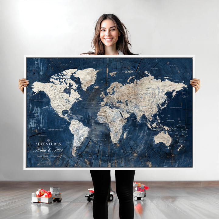 Personalized World Map Wall Art Print - Framed Custom World Map Canvas Print - Personalized World Map Wall Art, Customize Wall Art Map Print