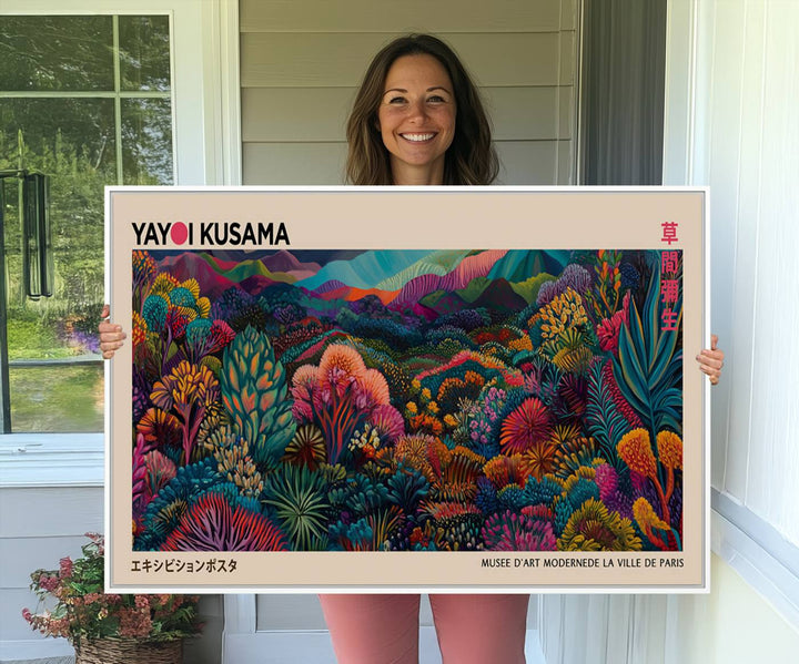 The Yayoi Kusama Wall Art Canvas Print features Japanese Wabi Sabi aesthetics.