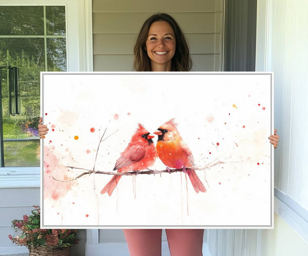 The Cardinal Bird Canvas Wall Art adds vibrant wildlife art to the wall.