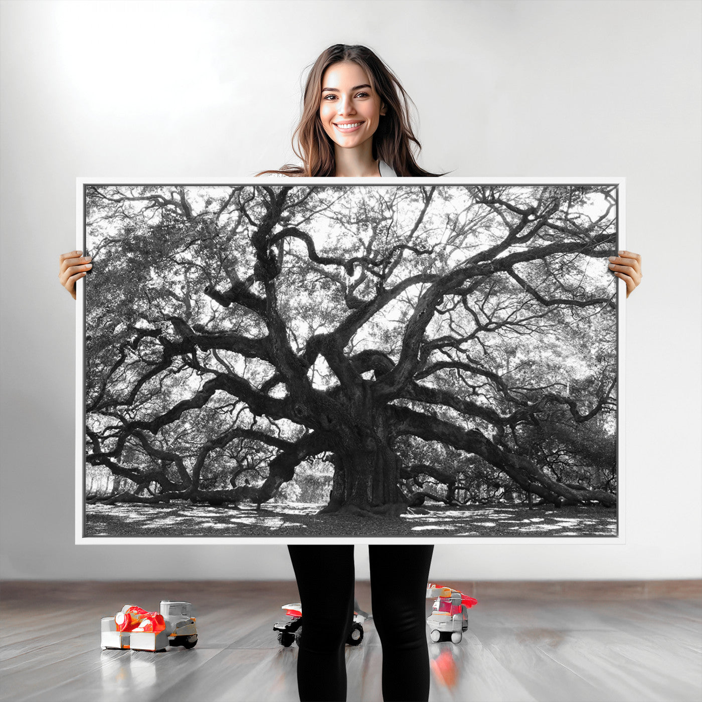 Ancient Oak Wall Art Canvas Print, Framed Twisted Branches Art Picture Print, Gnarled Tree Perfect Moody Nature Decor