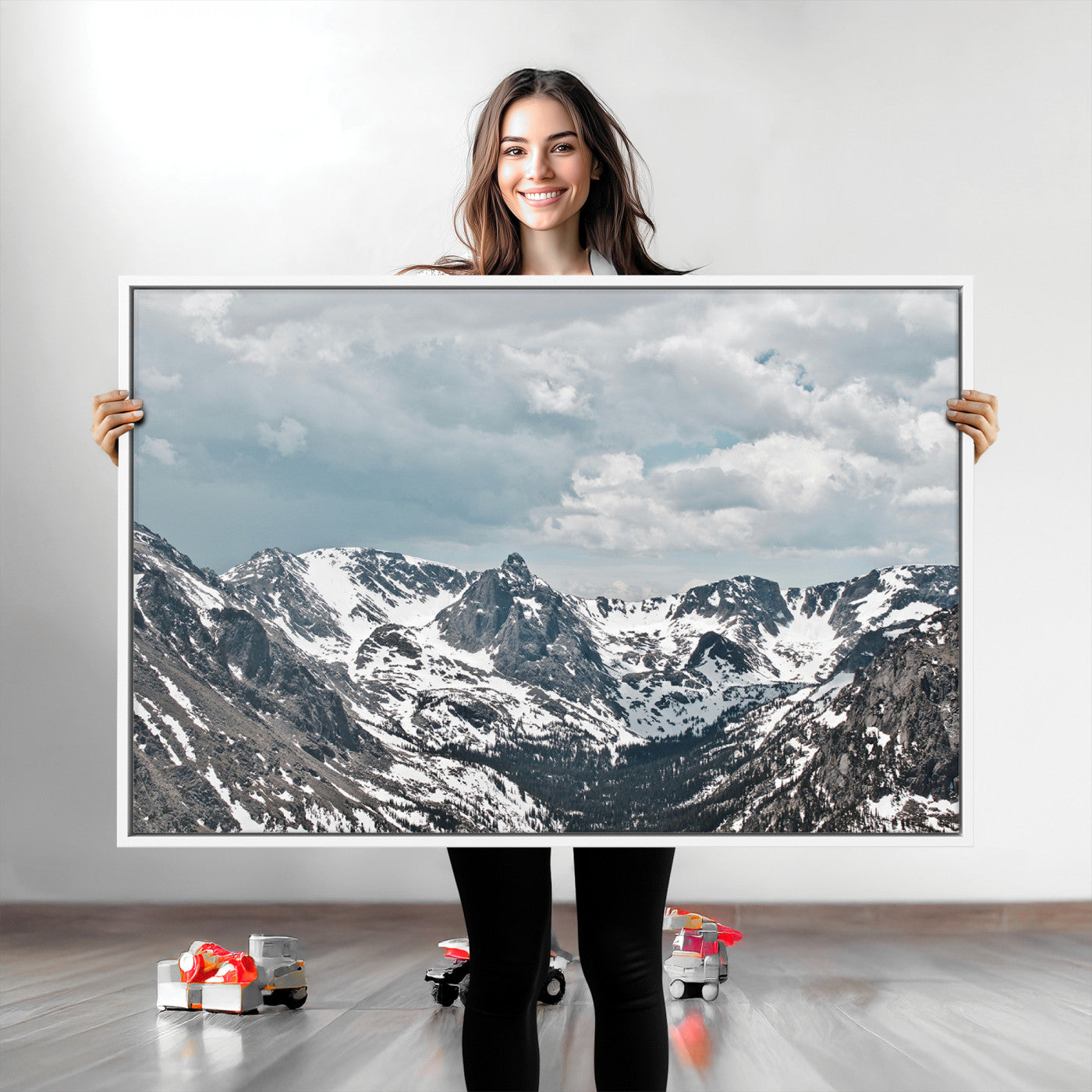 Snowy Peaks Wall Art Canvas Print - Framed Alpine Wilderness Art, Alpine Wall Art Canvas, Mountain Escape Perfect Winter Serenity Decor
