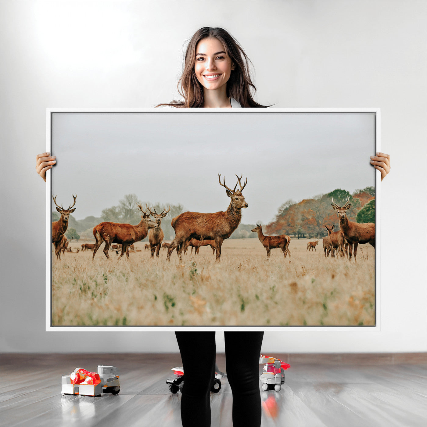 Rustic Deer Print Wall Art Canvas Print