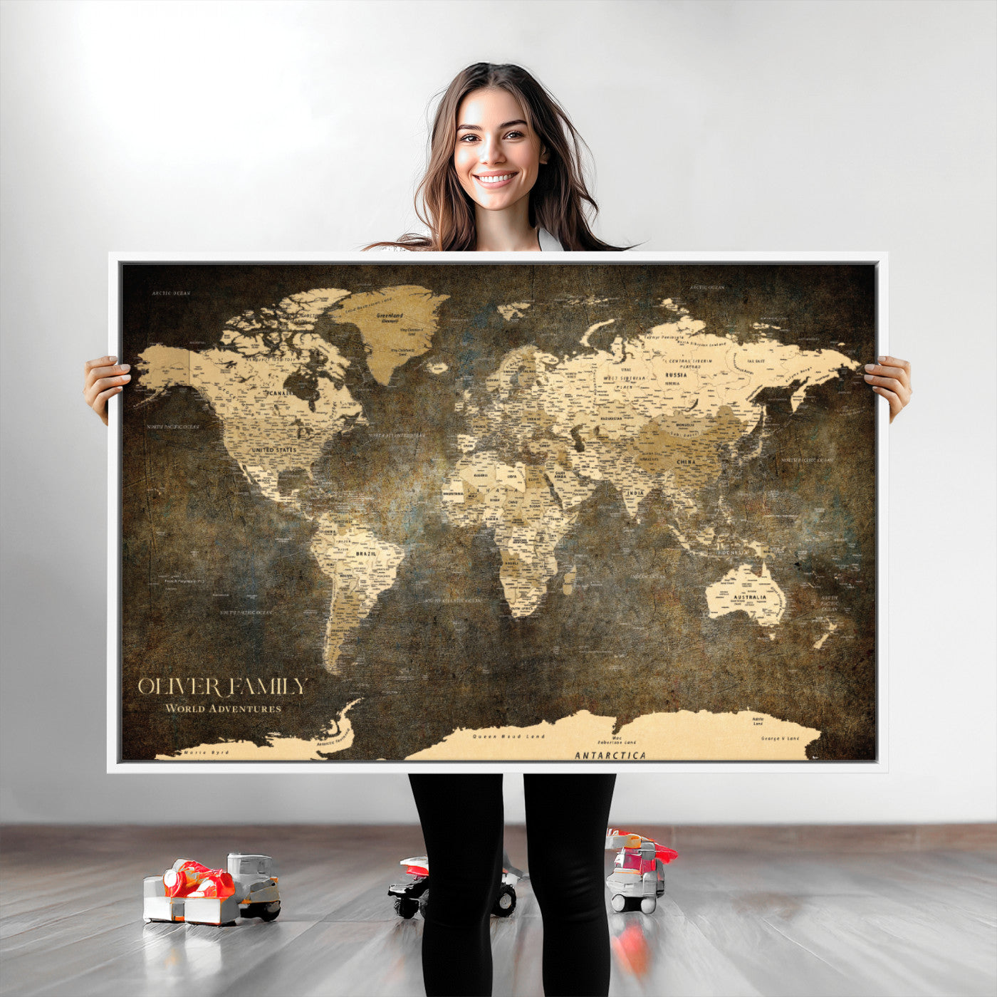Personalized Custom Canvas Wall Art Print – Add Your Name, Date or Quote, Unique Gift for Home Decor, Wedding, Anniversary, Family Keepsake - Map - 1