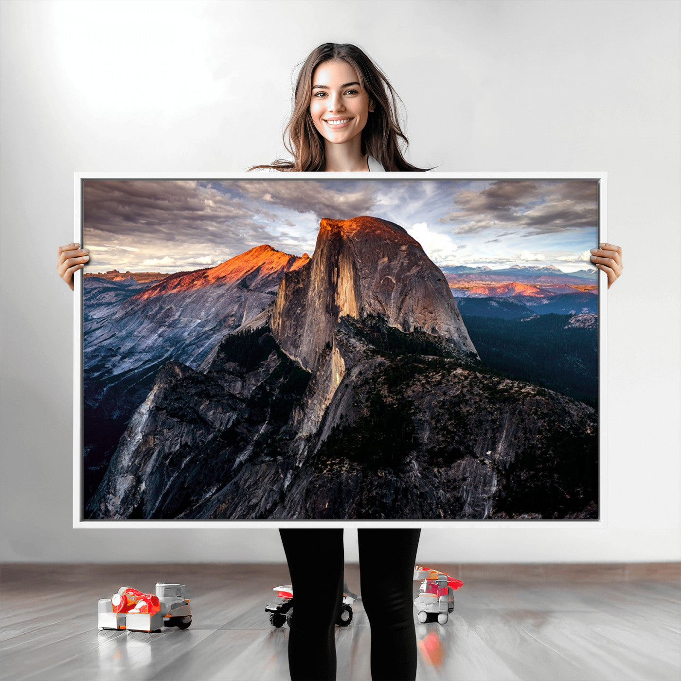 20714-MGV-CV-36X24-Half Dome Wall Art Print - Yosemite Majestic Triptych Landscape Print – National Park Nature Decor for Living Room or Office – Ready to Hang