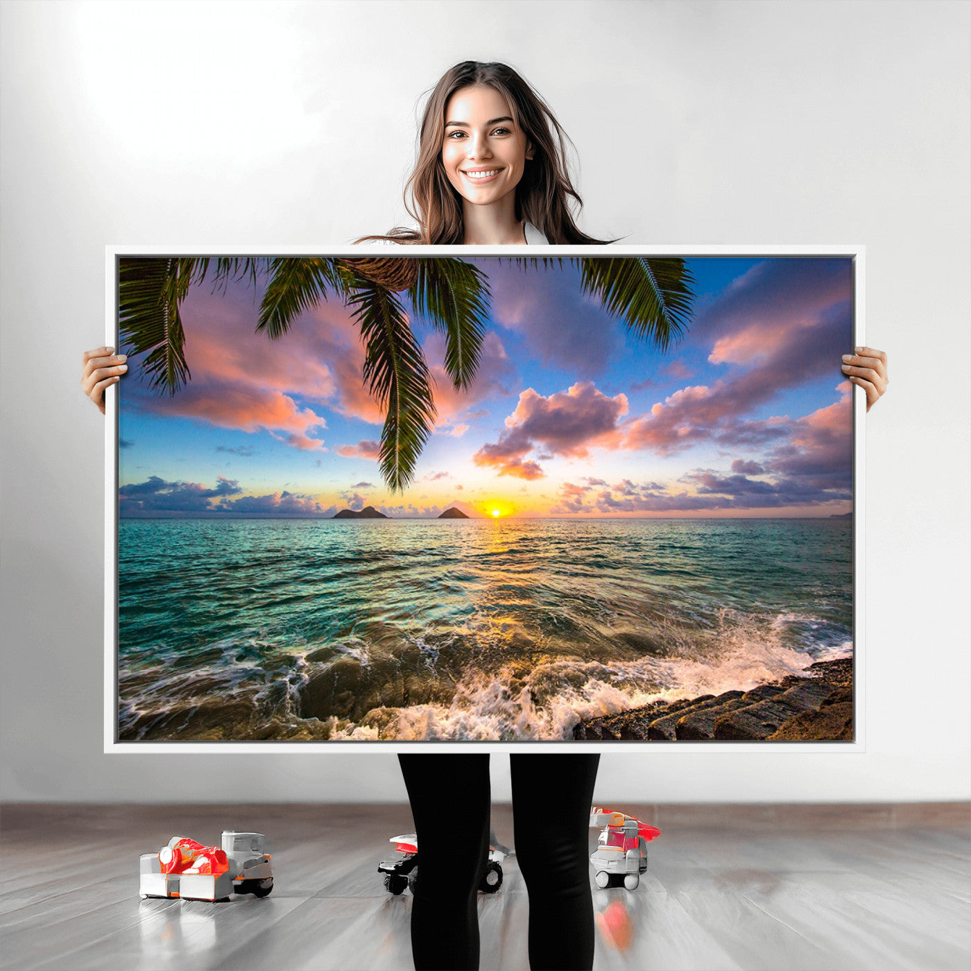 85985-MGV-CV-36X24-Framed Tropical Sunset Art Canvas Print