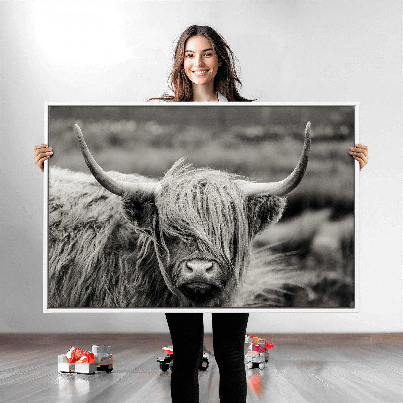 67365-MGV-CV-36X24-Cow Focus Canvas Wall Art Print
