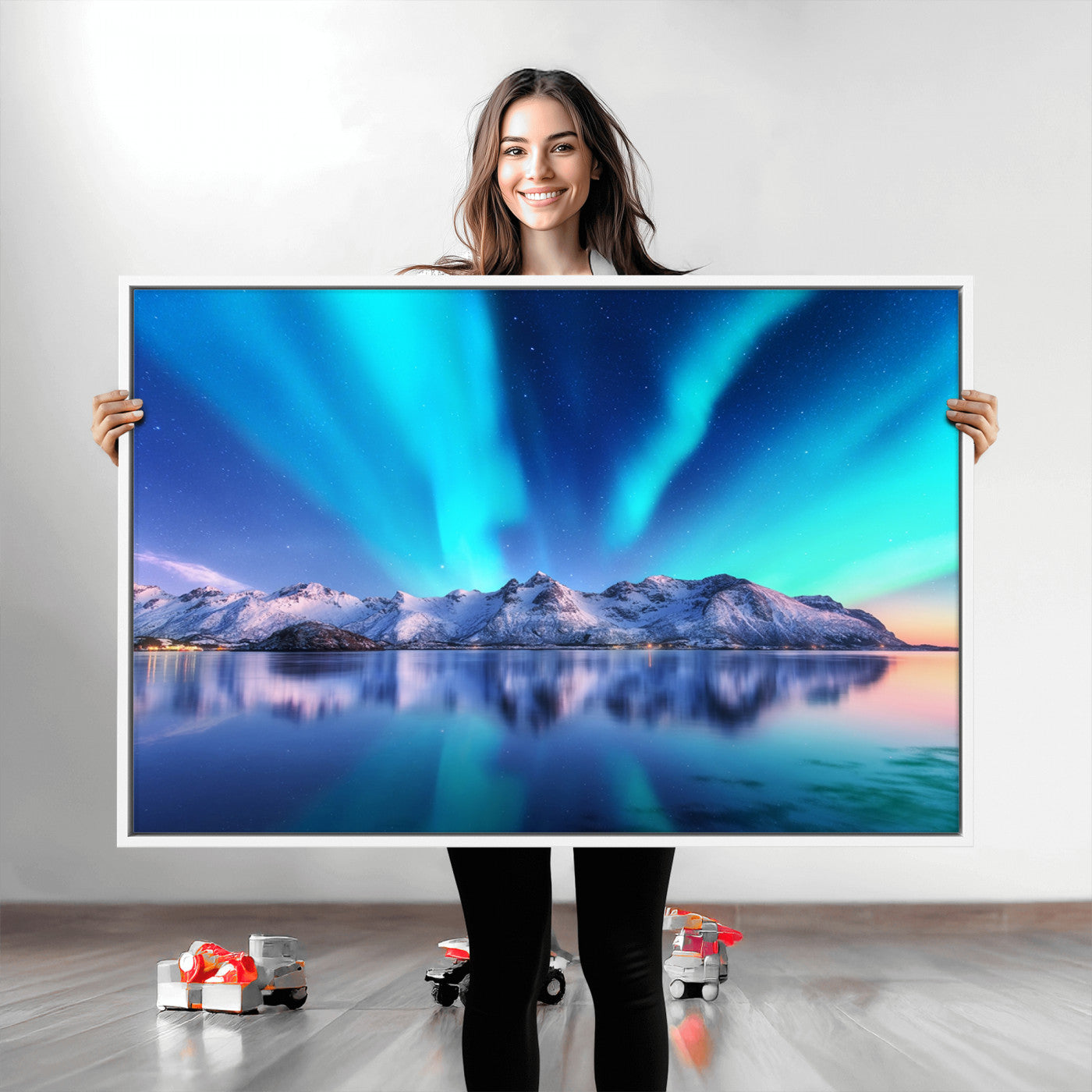 49902-MGV-CV-36X24-Northern Lights above Mountain Wall Art, Northern Lights Wall Art Canvas Print
