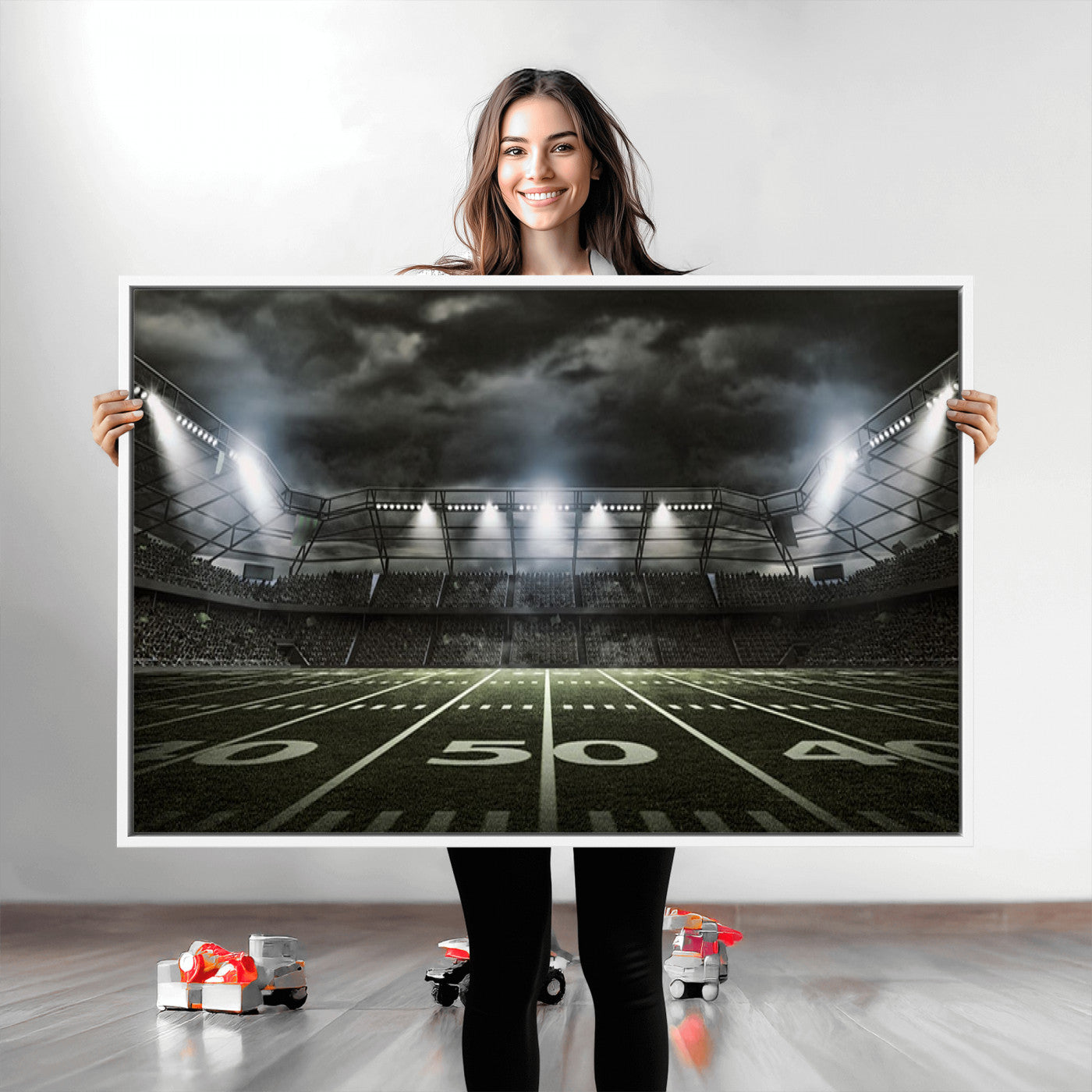 90107-MGV-CV-36X24-American Football Stadium Wall Art Canvas Print, Stadium Sport Wall Art Print