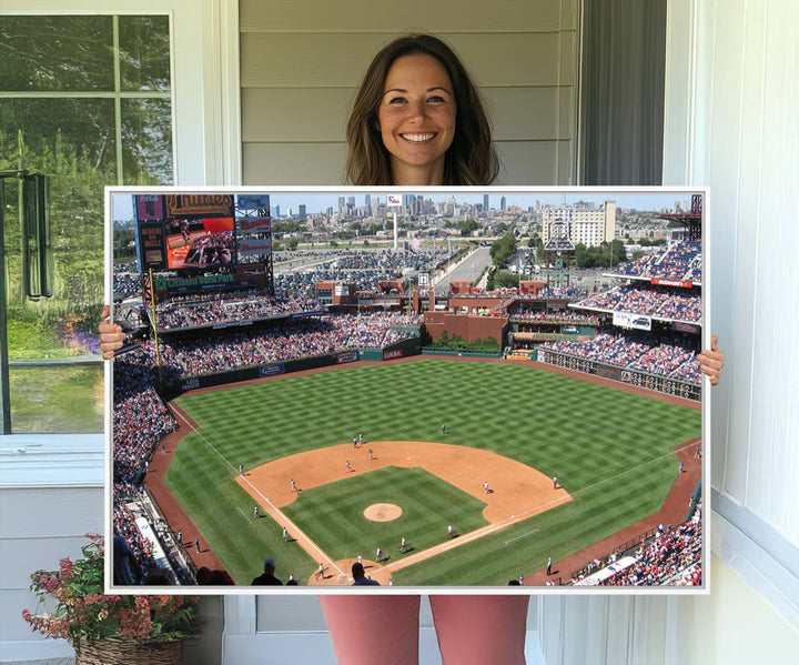 View of a Phillies game at Citizens Bank Park captured as premium wall art canvas.