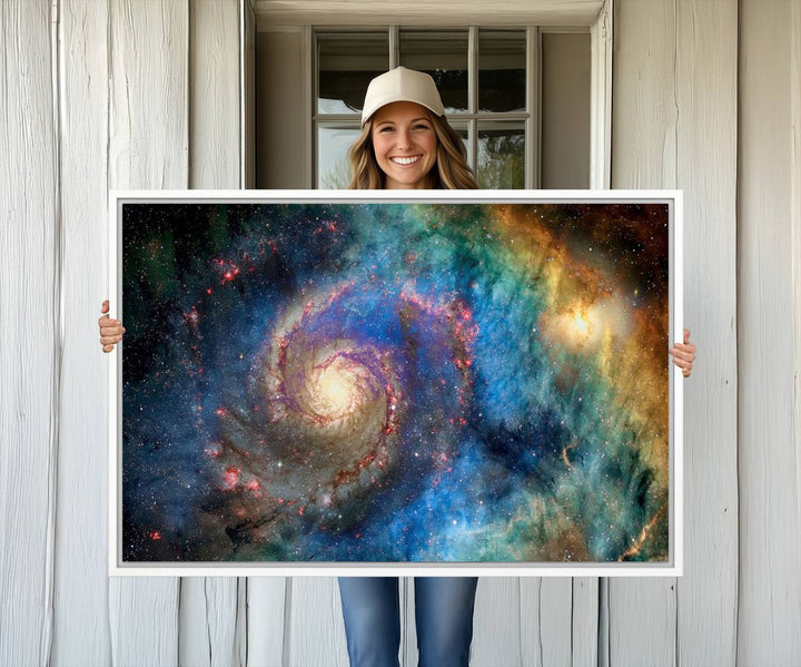 A Spiral Galaxy Wall Art Canvas Print hangs prominently.