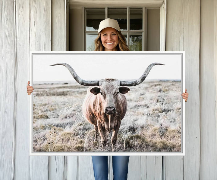 The Rustic Texas Longhorn Canvas Print adds charm to your decor.