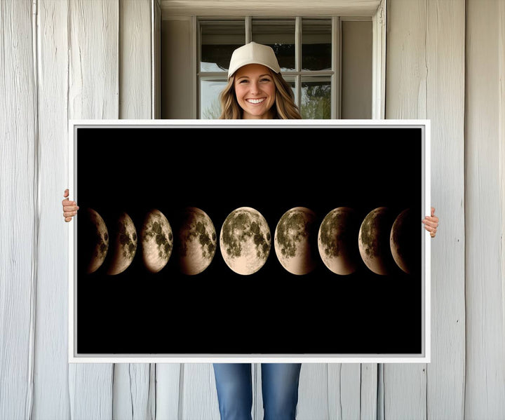 Phases of the Moon canvas print, ideal for lunar sequence decor.