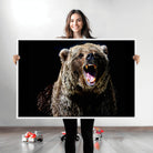 17625-MGV-CV-36X24-Grizzly Bear Canvas Print | Wildlife Wall Art for Cabin Decor | Ready to Hang Framed
