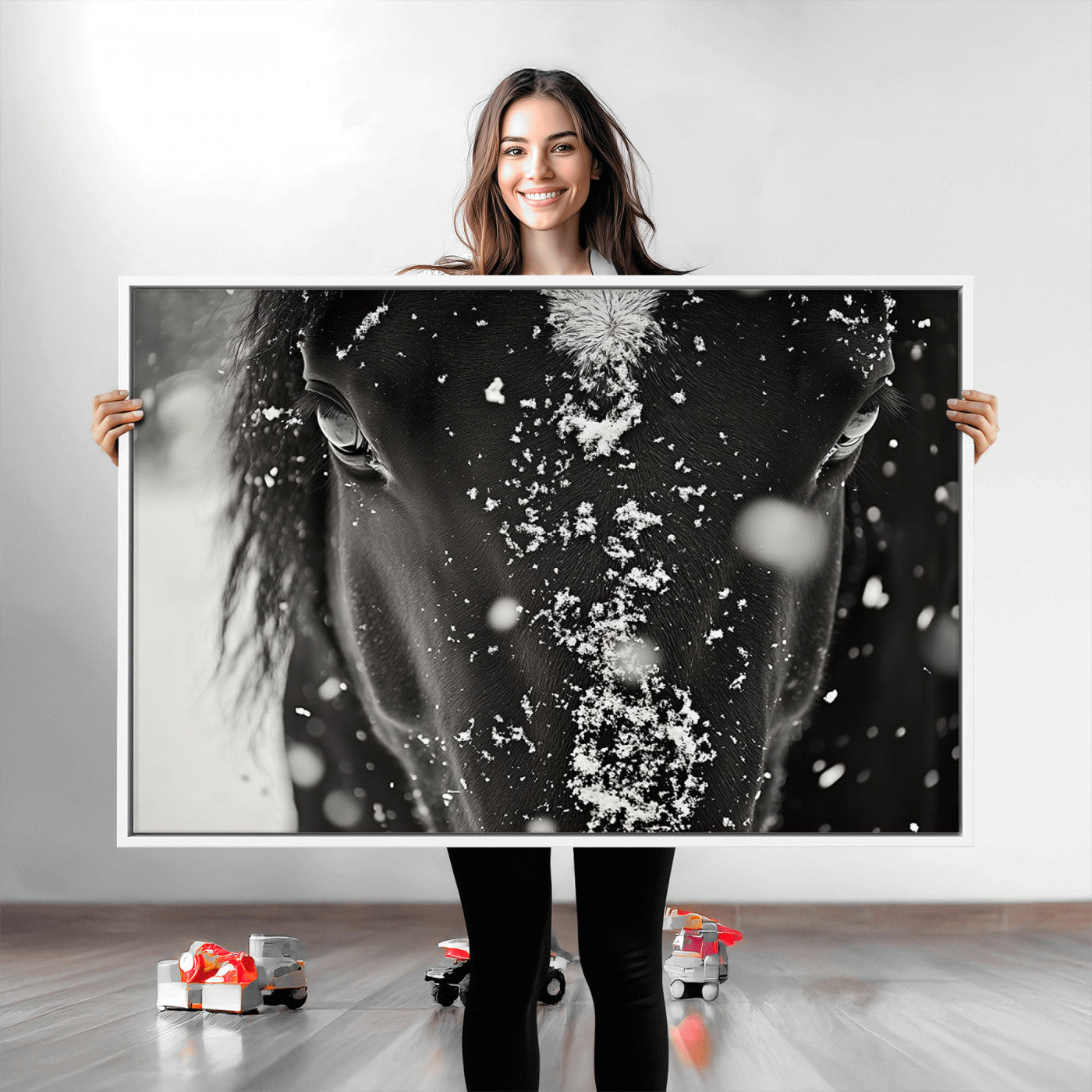 Winter Horse Snow Wall Art Canvas Print