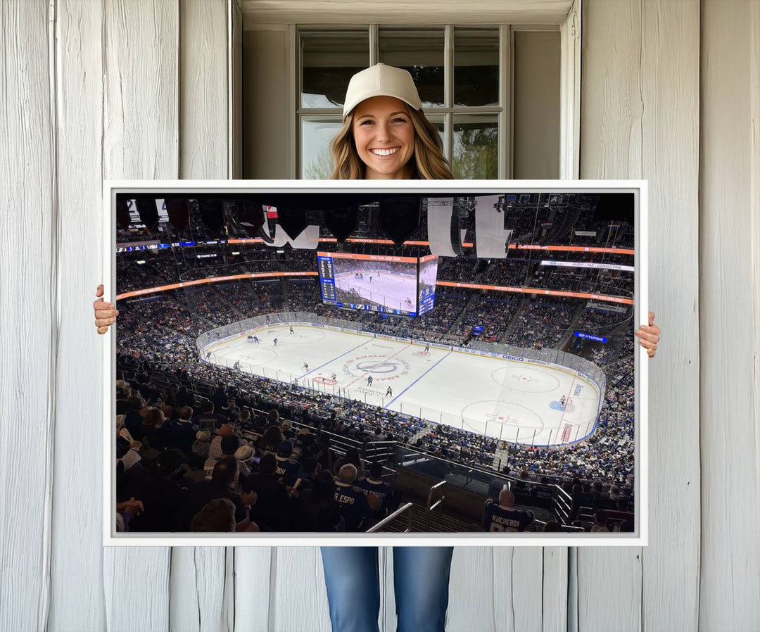 A wall art canvas of Amalie Arena, capturing NHL hockey in Florida.