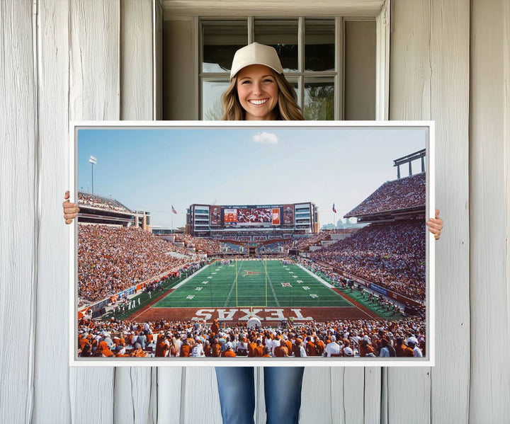 The canvas displays the Texas Longhorns Football team at Austins Darrell K Royal-Texas Memorial Stadium.