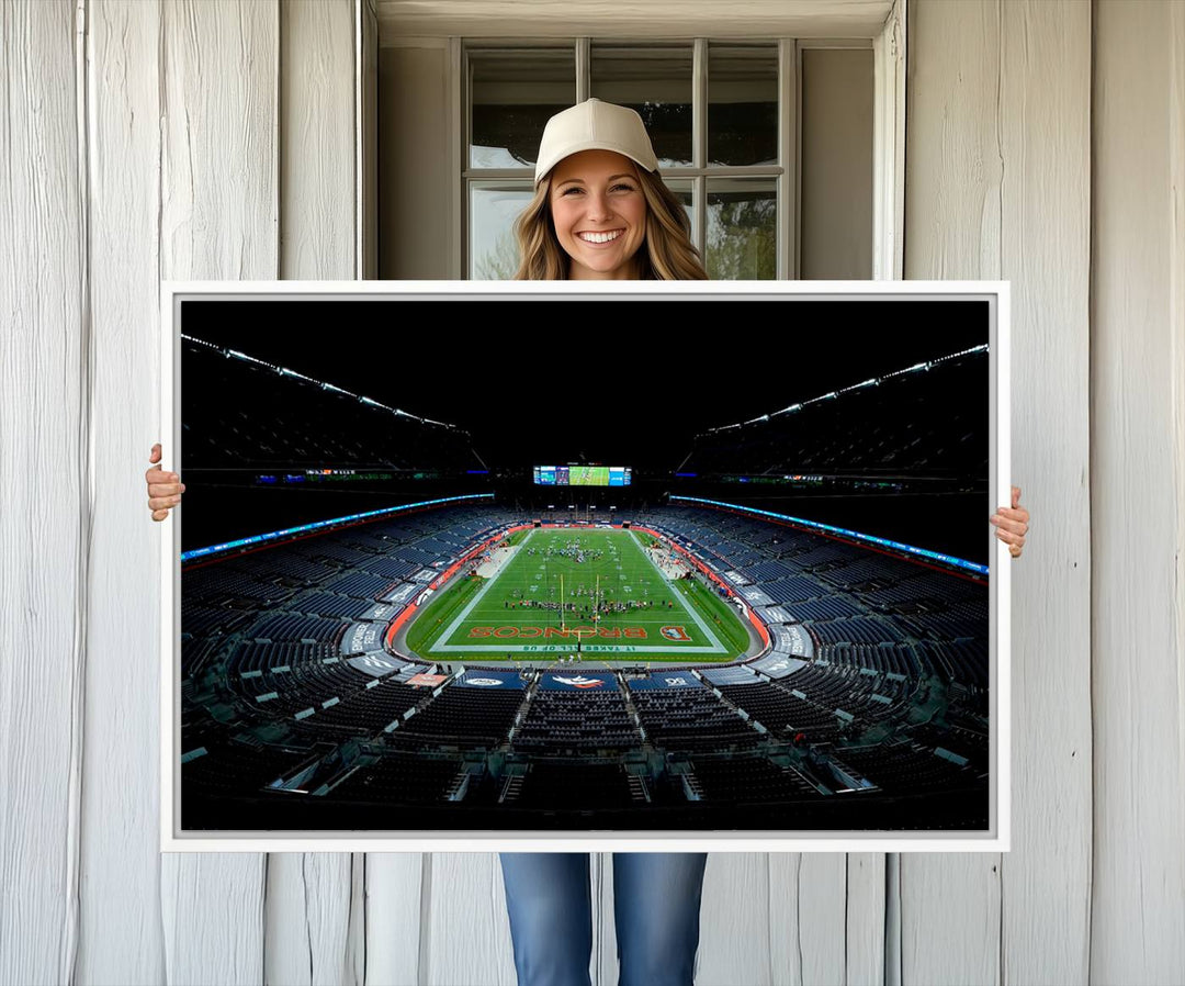 Museum-quality canvas print of Denver Broncos Empower Field at Mile High Stadium.