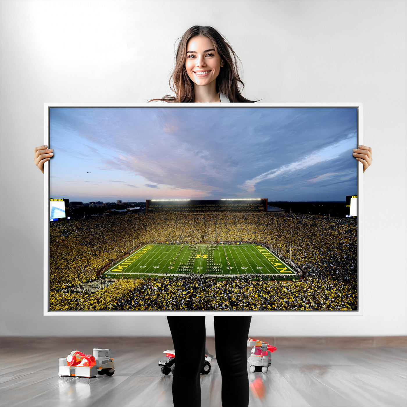 82641-MGV-CV-36X24-University of Michigan Wolverines Football Team Print - Ann Arbor Michigan Stadium Wall Art Canvas Print