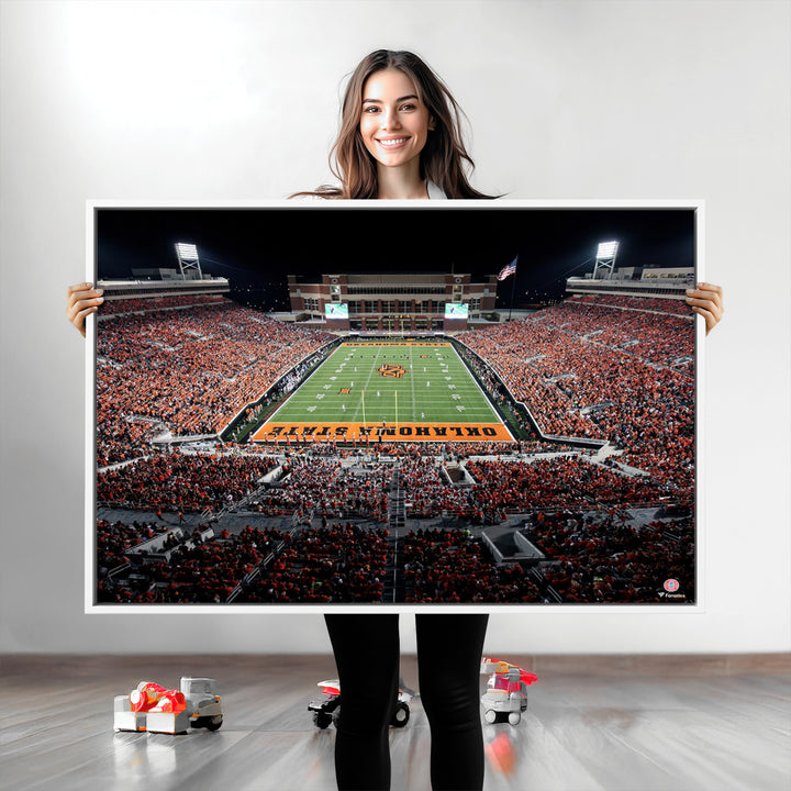 Oklahoma State Cowboys Canvas Print, Football Team Print - Stillwater Boone Pickens Stadium Wall Art Canvas Print