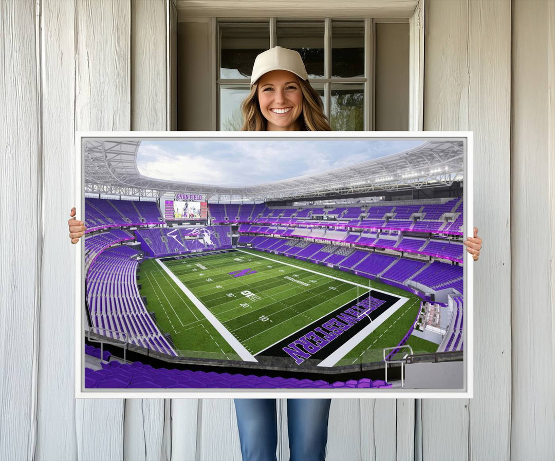 Ryan Field: Northwestern Wildcats Football premium canvas wall art.