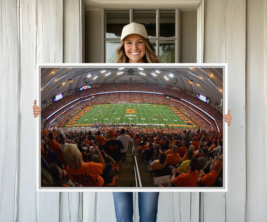 From above, the view resembles the Syracuse University Orange Football Team Wall Art Canvas.