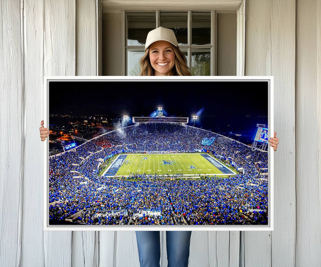 The University of Memphis Tigers Football Team Wall Art Canvas Print shines brightly.