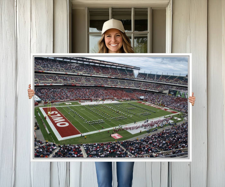 Aerial view wall art of Lincoln Financial Field during a Temple Owls game.