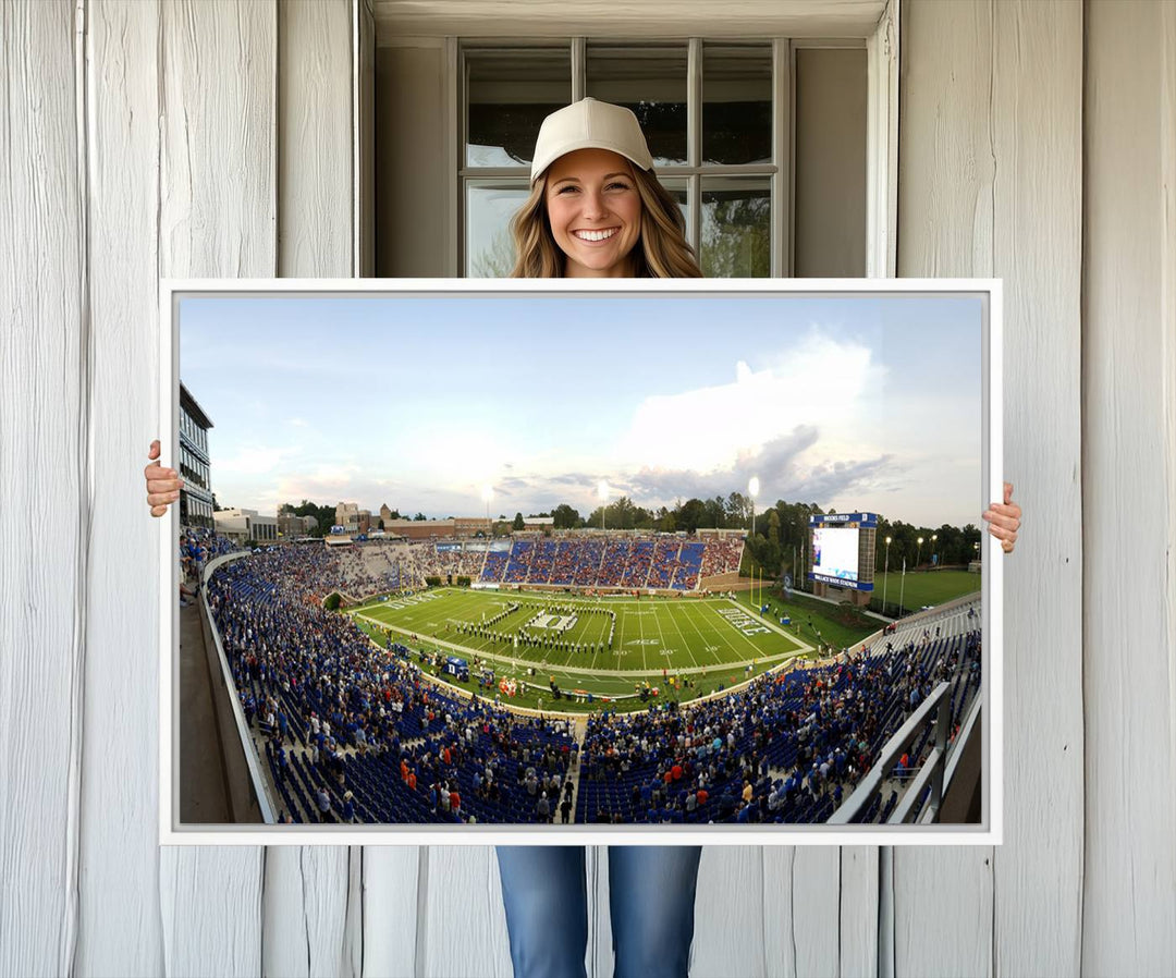 Wallace Wade Stadium print featuring a green field and sky.