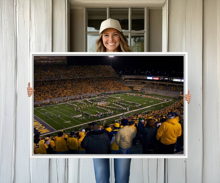 West Virginia Uni Mountaineers Football Canvas Wall Art Print.