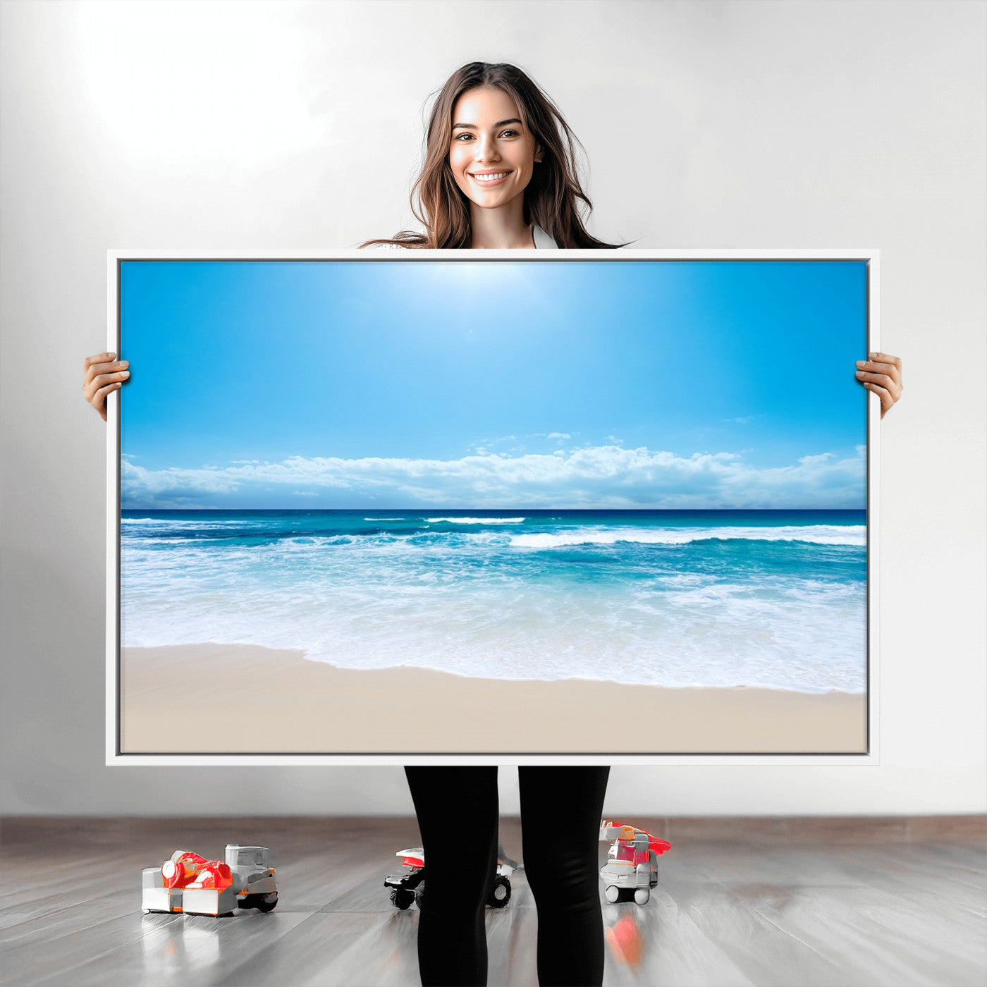 45929-MGV-CV-36X24-Wall Art Canvas Print Shiny Blue Sea and Beach
