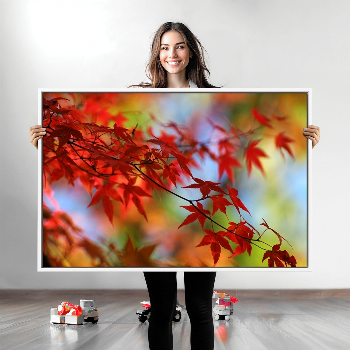 68946-MGV-CV-36X24-Red Leaves Autumn Forest Wall Art Canvas, Red Leaves Autumn Forest Canvas Print