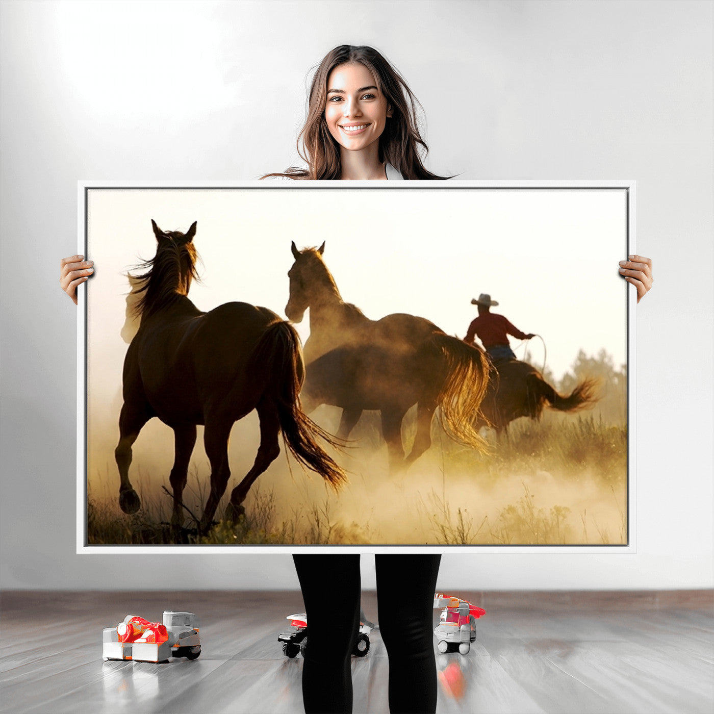 49068-MGV-CV-36X24-Horses and Cowboys Wall Art Canvas Print