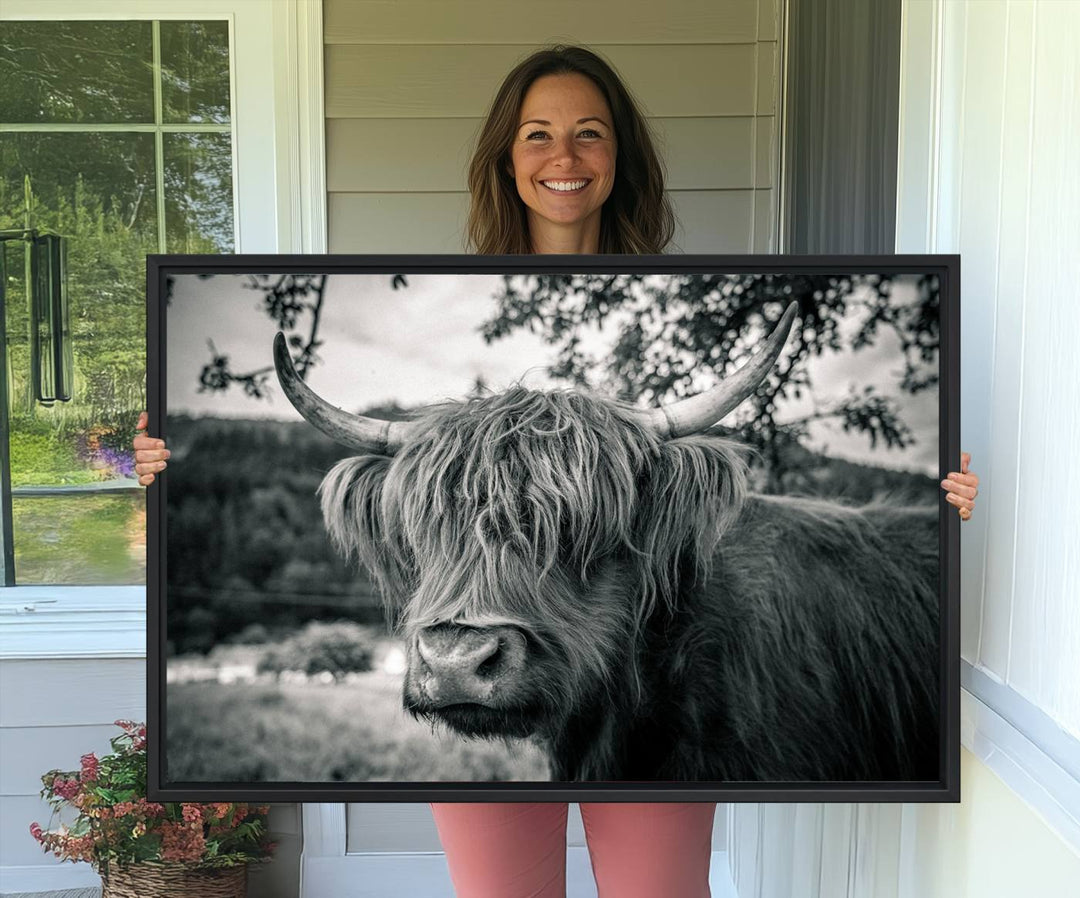 The Highland Cow Wall Art Canvas Print is displayed.