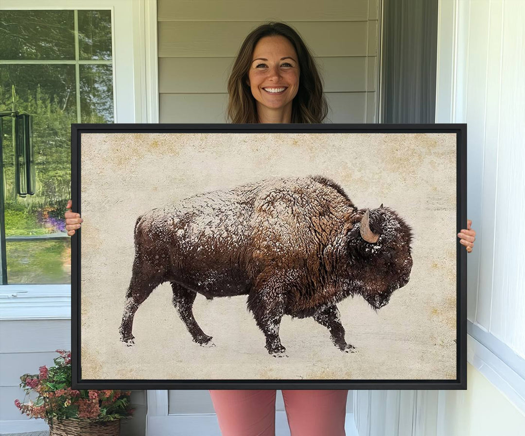 Buffalo Wall Art above a sideboard.