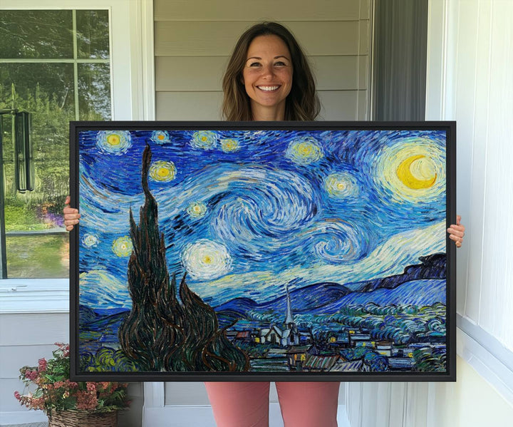 A canvas print of The Starry Night, offering museum-quality art, ready to hang.