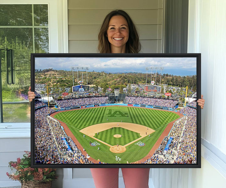 Aerial view of a sunny game day at Citi Field, captured in a 3-panel canvas print wall art.