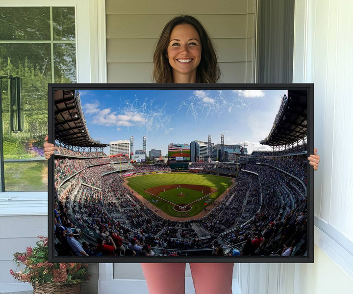 Truist Park Stadium Triple Canvas: Atlanta Braves Game Day Sky—Perfect Decor!.