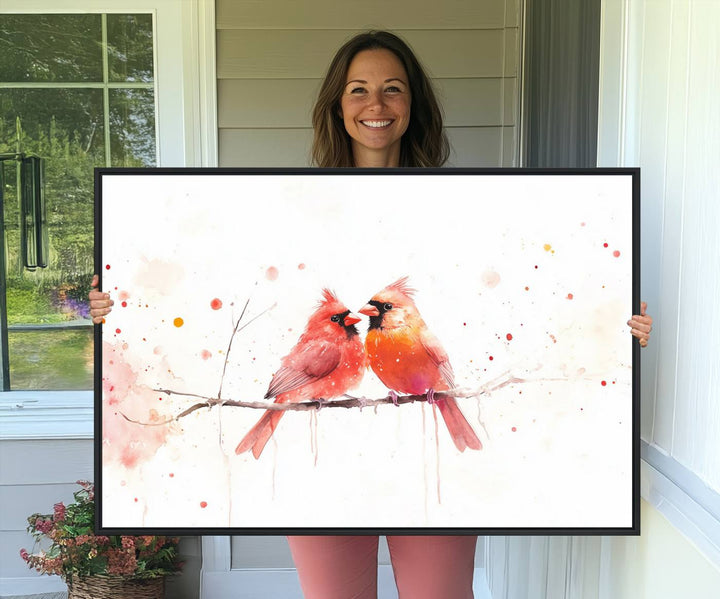 The Cardinal Bird Canvas Wall Art adds vibrant wildlife art to the wall.