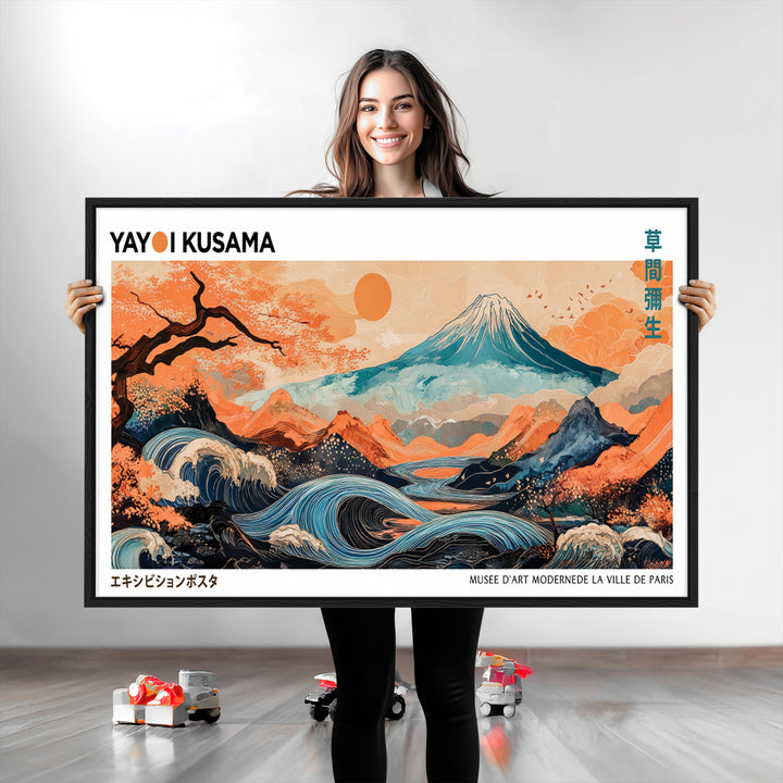 Yayoi Kusama 1986 Wall Art Print – Yayoi Kusama Wabi Sabi Japanese Wall Art Print - Vibrant Abstract Landscape Canvas – Ready-to-Hang Print