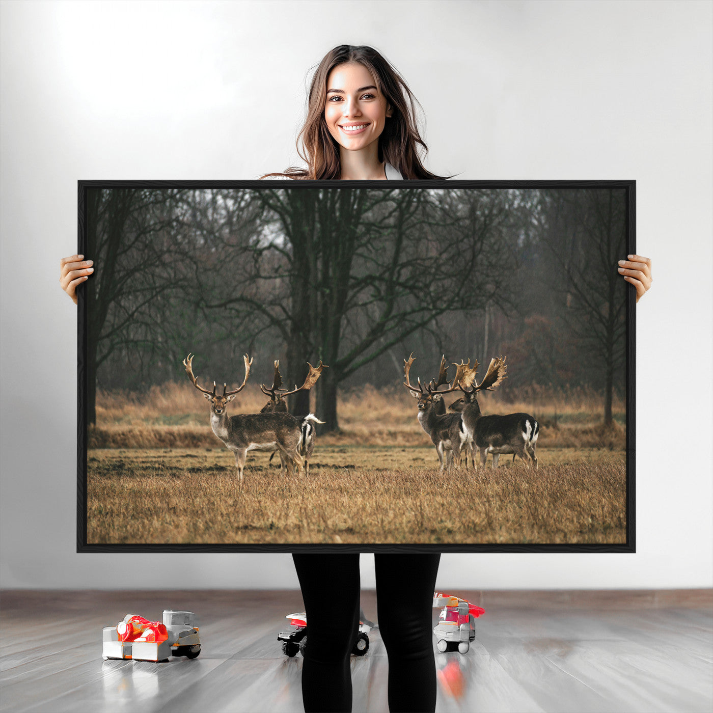 Deer Photography Wall Art Canvas Print, Framed Rustic Wildlife Art Picture, Rustic Deer Wall Art Print